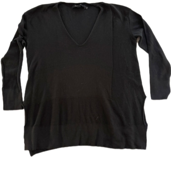 Urban Zen V-Neck Long-Sleeve Silk-Cotton Knit Pullover Sweater - Picture 2 of 5